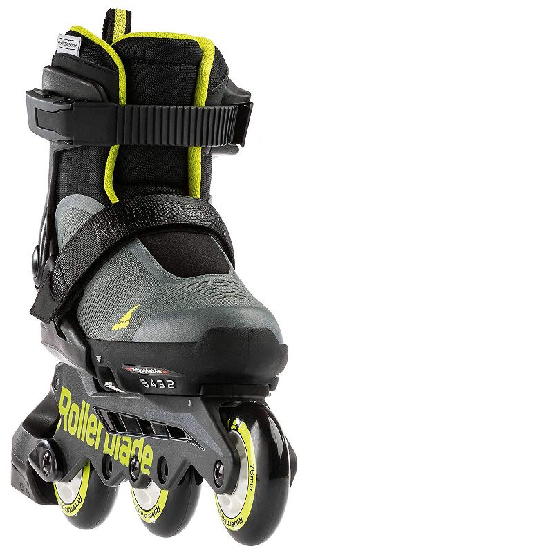 Rollerblade Microblade 3WD Inline Adjustable Lace Free Roller Skates for Kids, Black and Lime