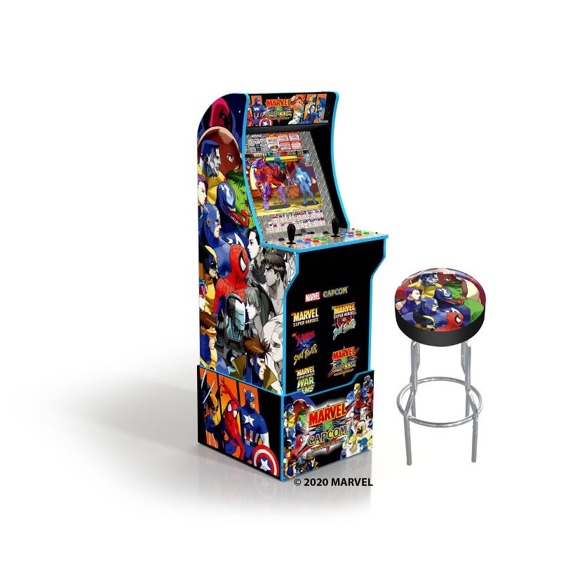 Arcade1Up Marvel vs Capcom with Stool Riser-Lit Marquee