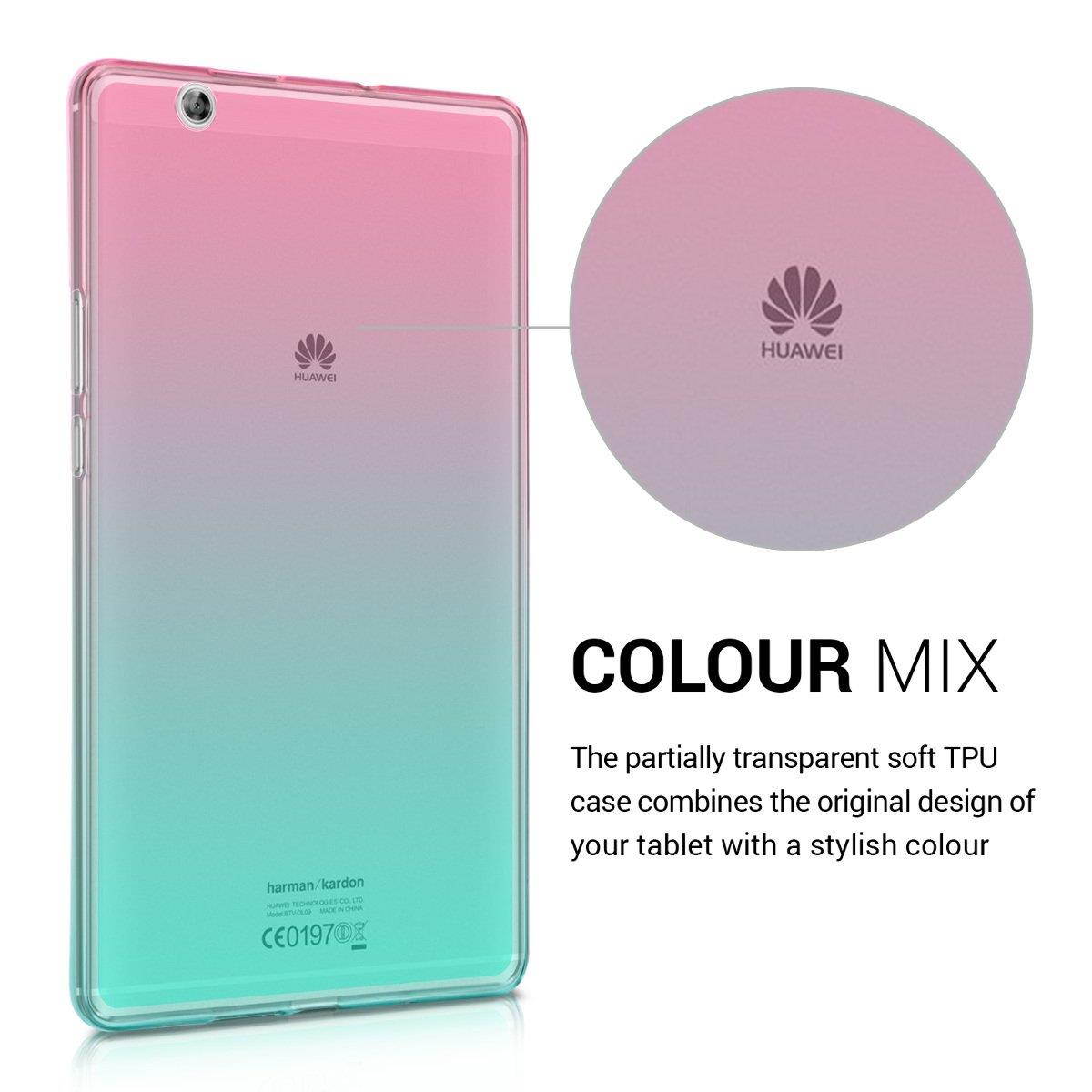 kwmobile TPU Silicone Case for Huawei MediaPad M3 8.4 - Soft Flexible Shock Absorbent Protective Cover - Dark Pink Blue Transparent