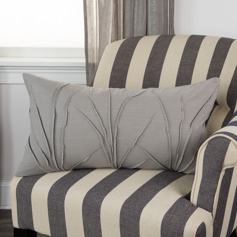 Textured Solid Decorative Filled Oversize Lumbar Throw Pillow Gray - Rizzy Home