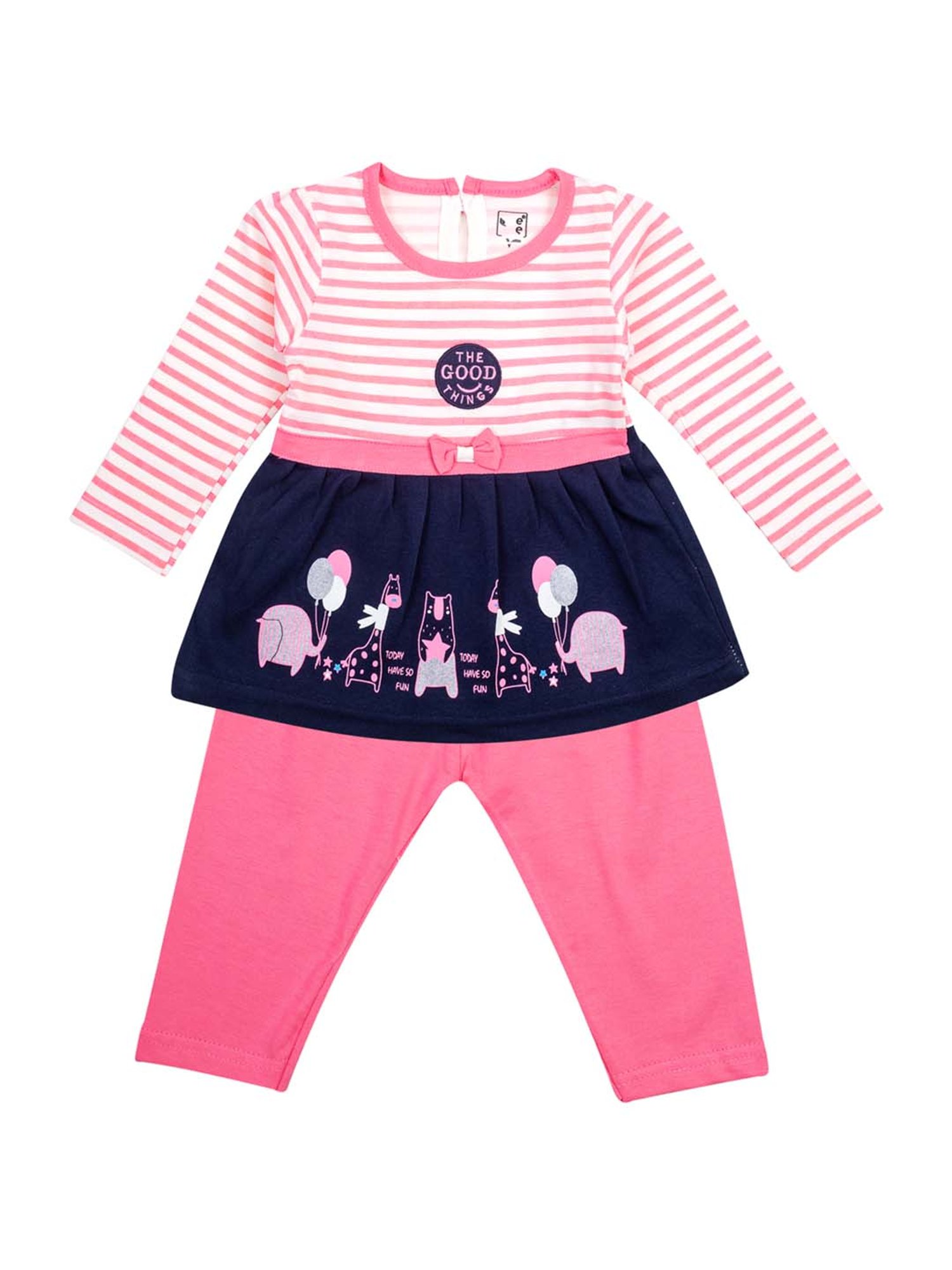 Mee Mee Kids Pink Cotton Printed Top & Leggings