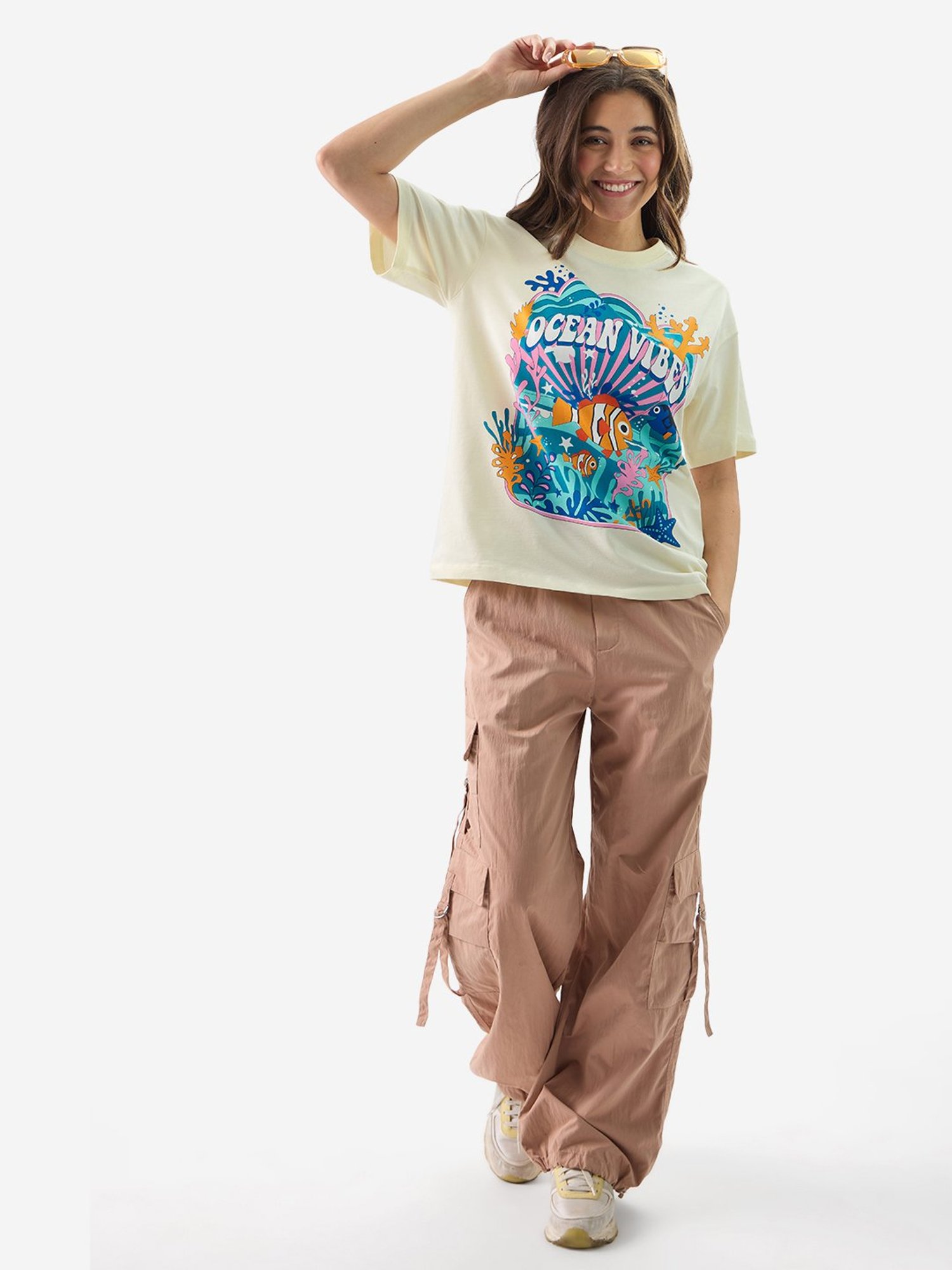 The Souled Store White Cotton Graphic Print T-Shirt