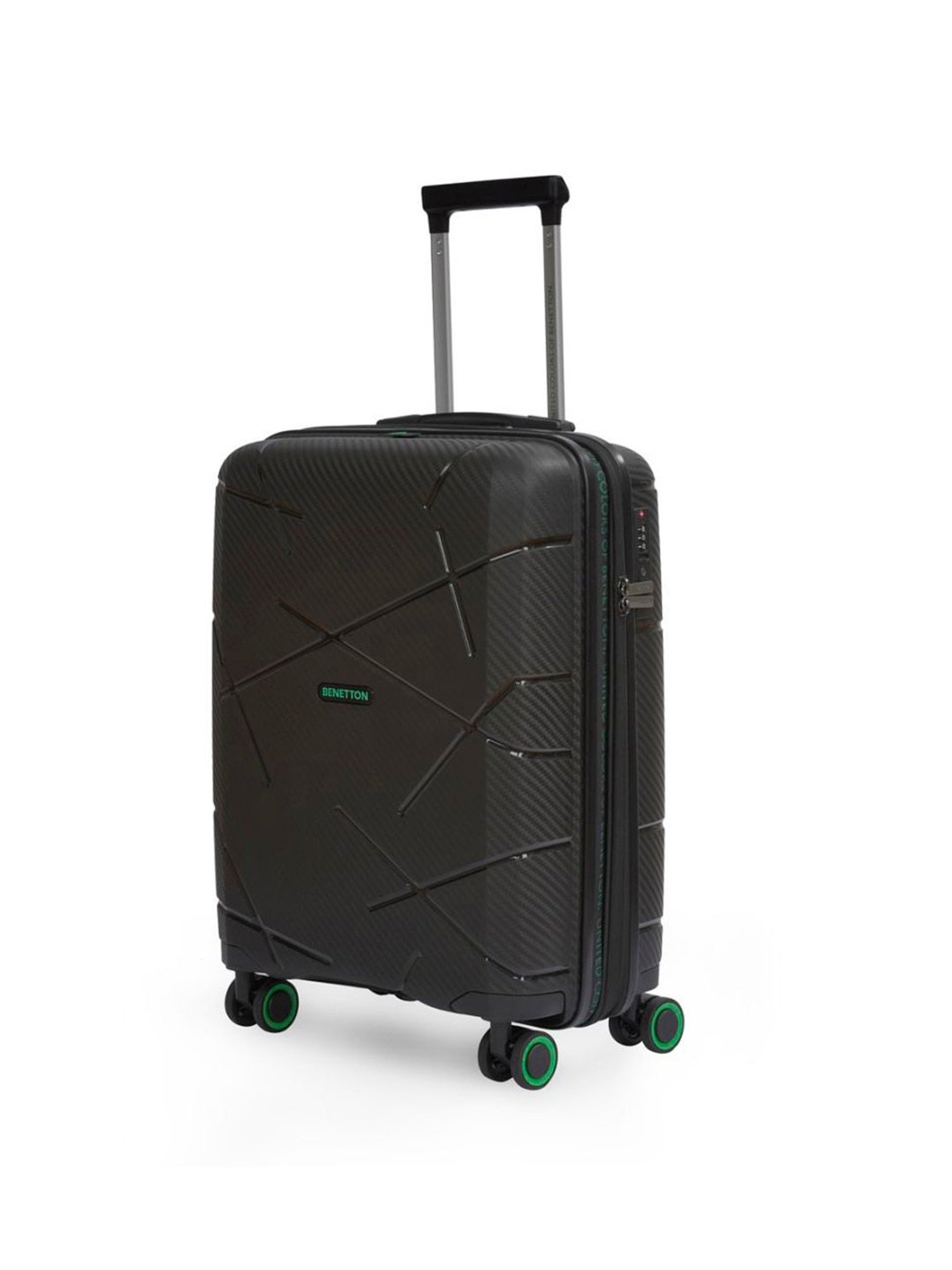 United Colors of Benetton Moonstone Black Textured Hard Medium Trolley Bag - 68 Cm