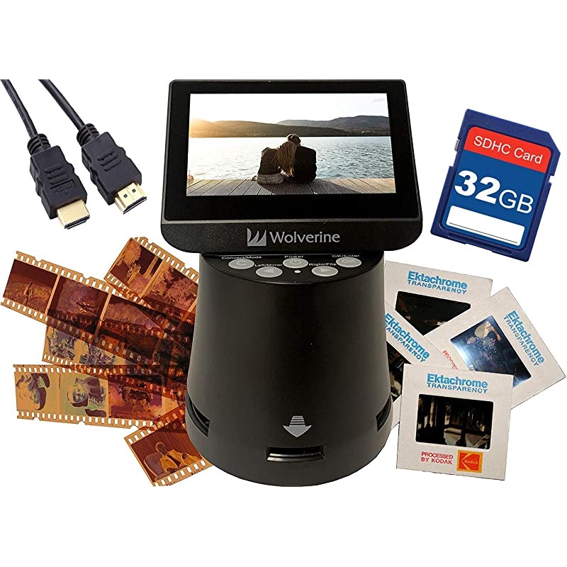 Titan 8-in-1 20MP High Resolution Film to Digital Converter with 4.3" Screen and HDMI Output, Worldwide Voltage 110V/240V AC Adapter, 32GB SD Card & 6ft HDMI Cable Bundle (Black)
