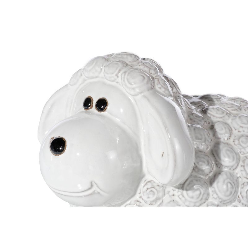 10.25" Handmade Glazed Ceramic Lamb Statue White - Alfresco Home LLC
