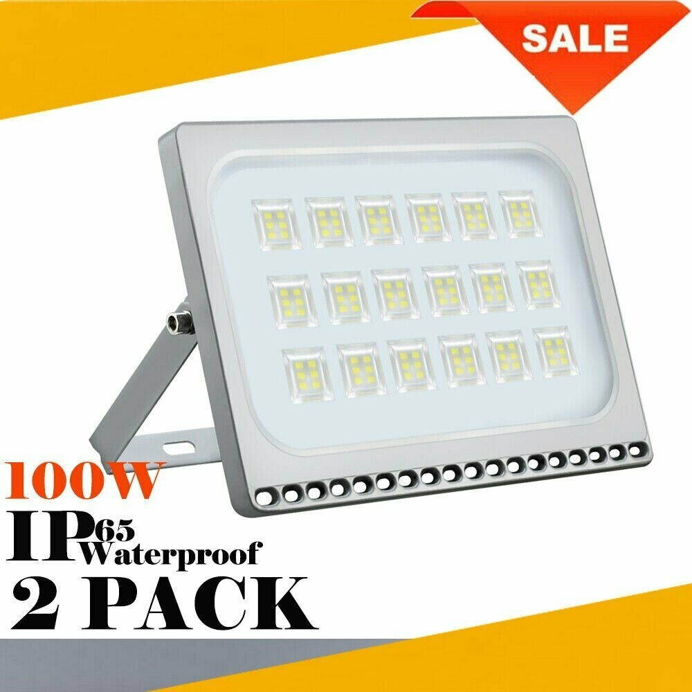 2pcs 100W LED Flood Light Outdoor Garden Lamp Yard Security Landscape Spotlight