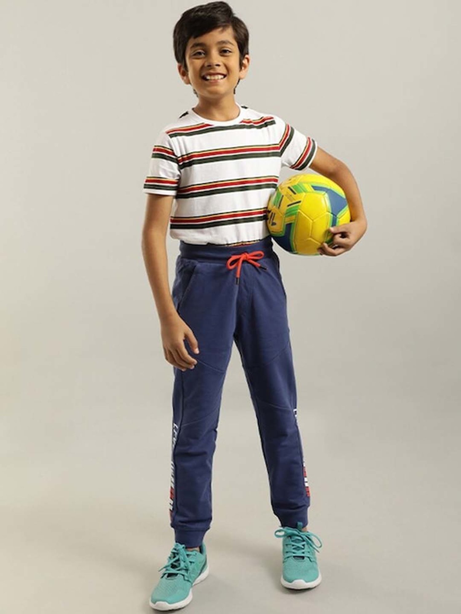 Indian Terrain Kids Blue Printed Joggers