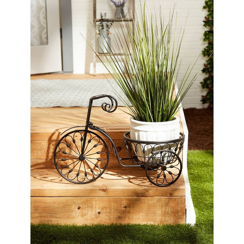 10.9" Indoor/Outdoor Iron Bicycle Plant Stand Black - Zings & Thingz