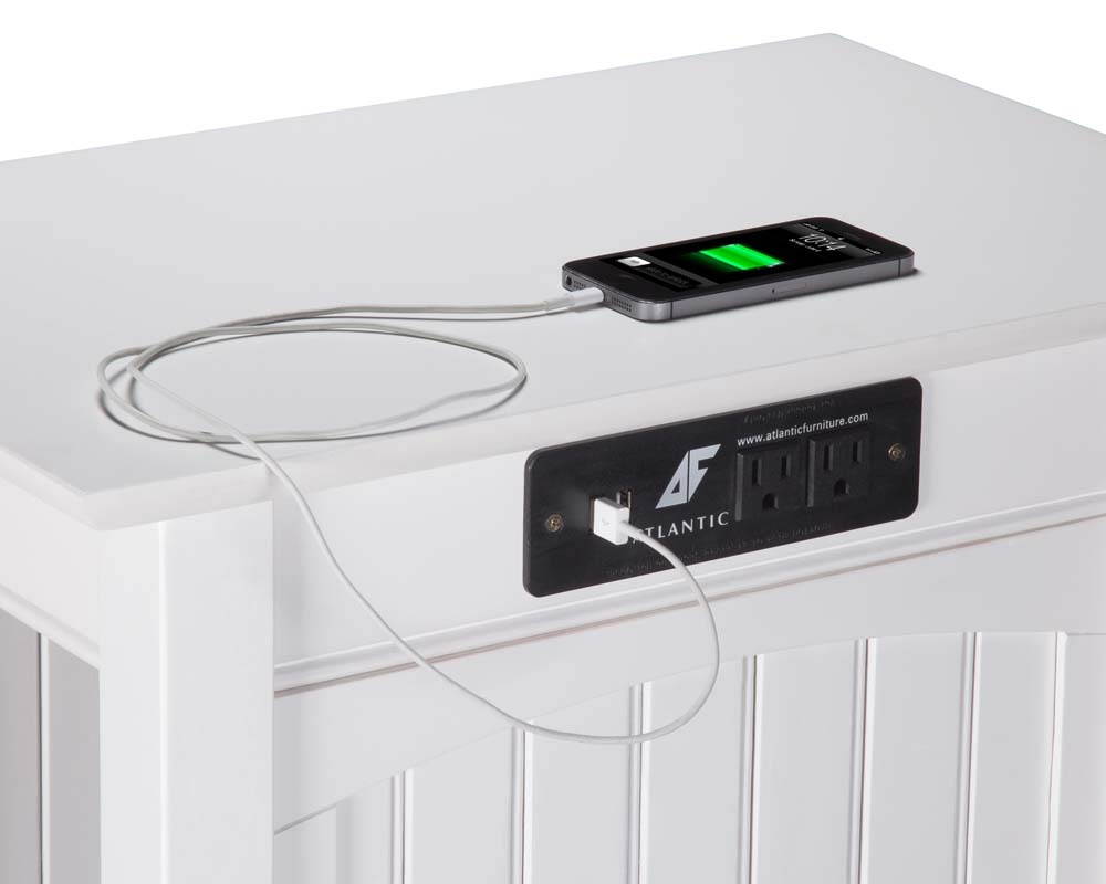 Atlantic Furniture AH13312 Nantucket Chair Side Table with Charger, White