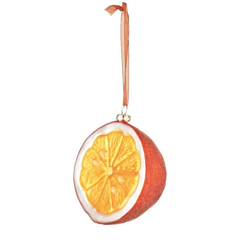 Napa Home & Garden 3.5" Glittered Artificial Sliced Orange Fruit Glass Christmas Ornament