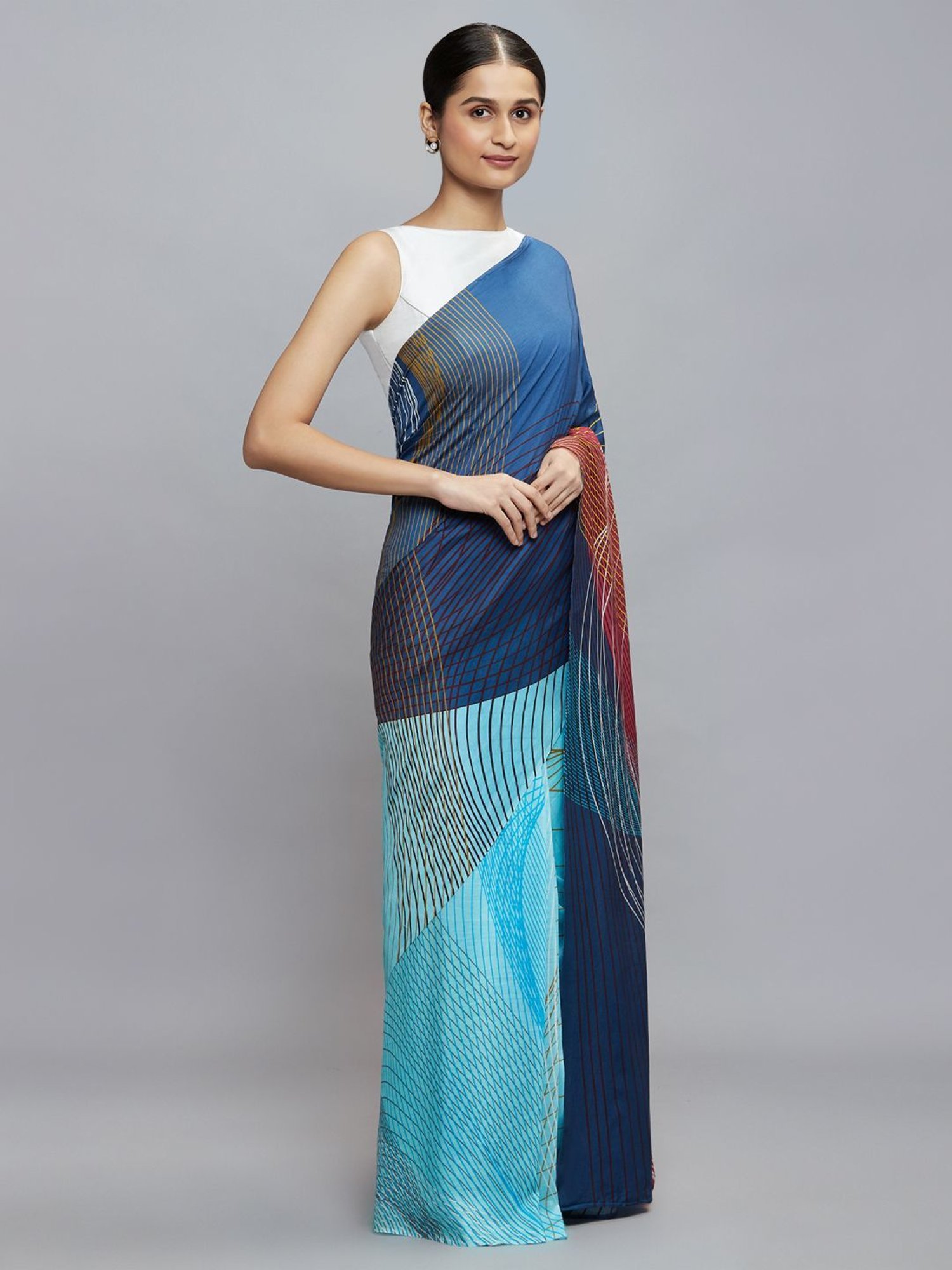 Navyasa By Liva Blue Printed Saree
