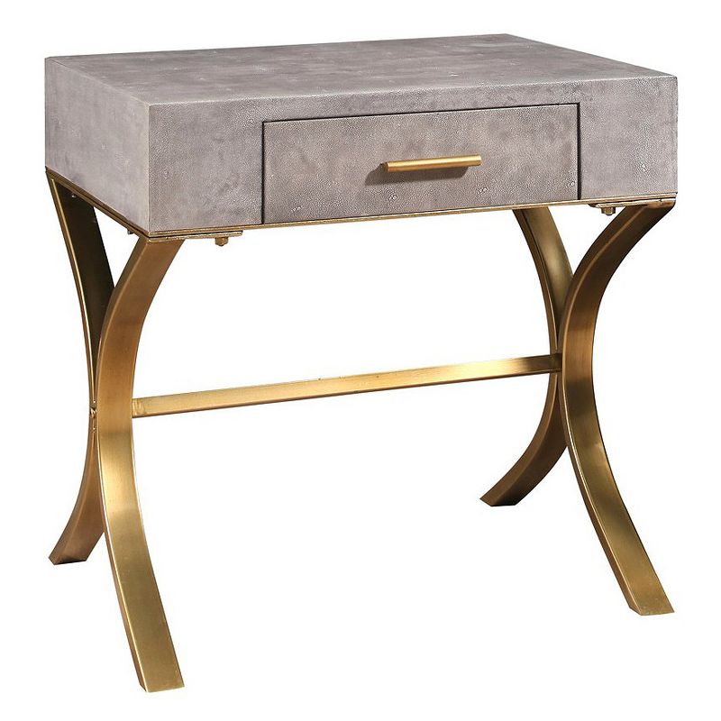Niell Shagreen Leather End Table Gray - Abbyson Living