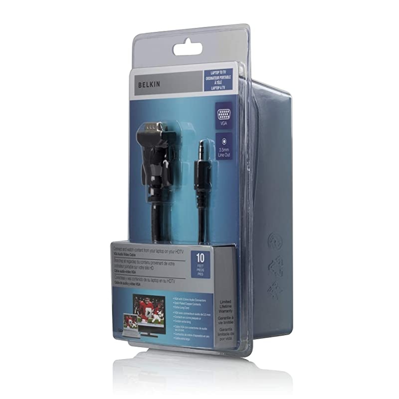 Micra Digital Laptop to TV VGA Audio Video Cable - F3S007-10 - 10 Feet