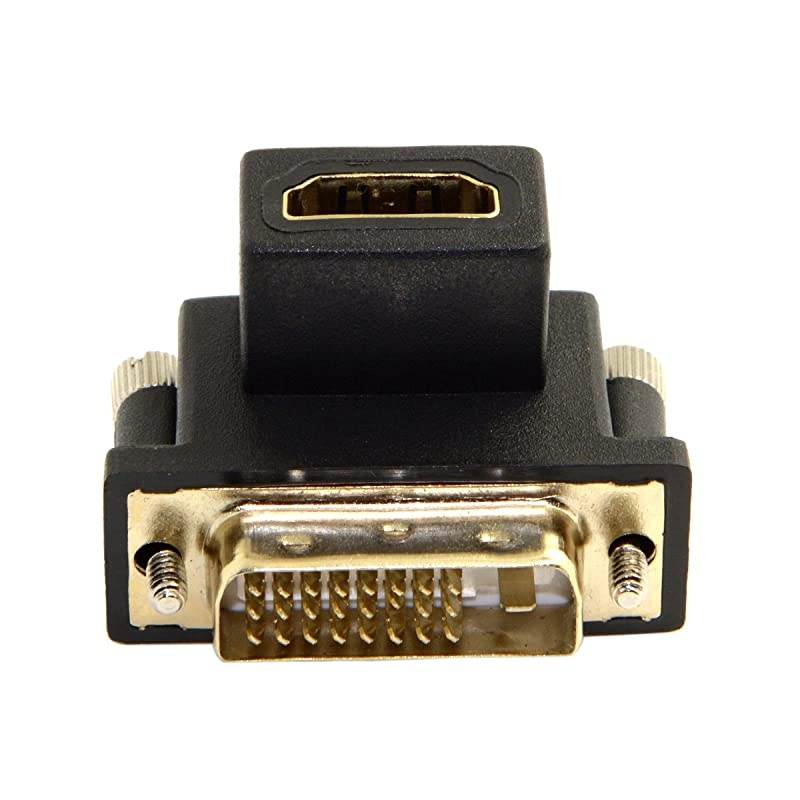 90 Degree Down Angled DVI Male to HDMI Female Adapter for Computer & HDTV & Graphics Card