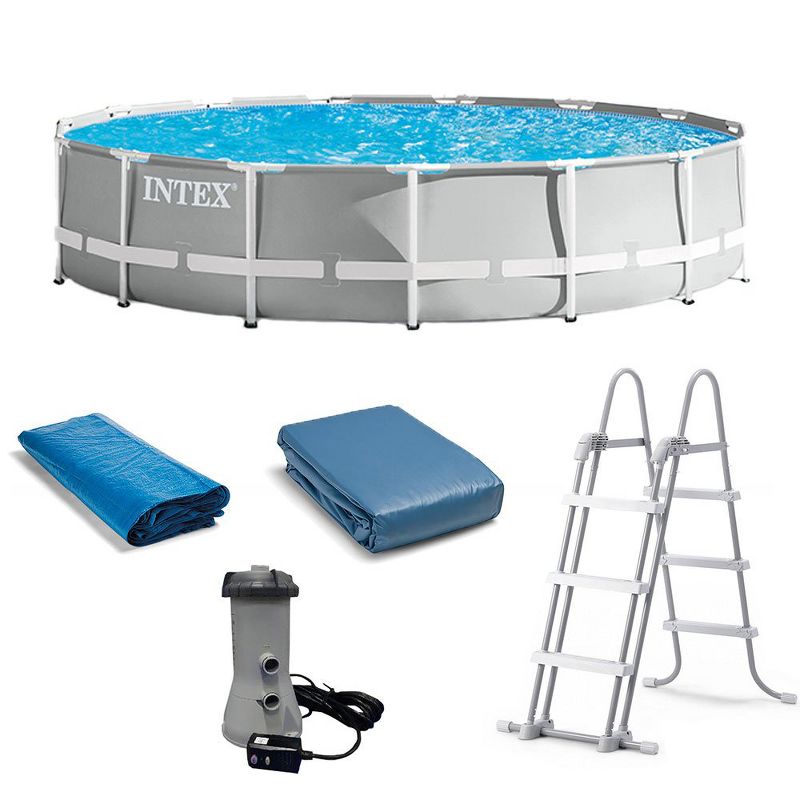 Intex 15' x 42" Prism Frame Above Ground Swimming Pool Set and Pool Filter Pump