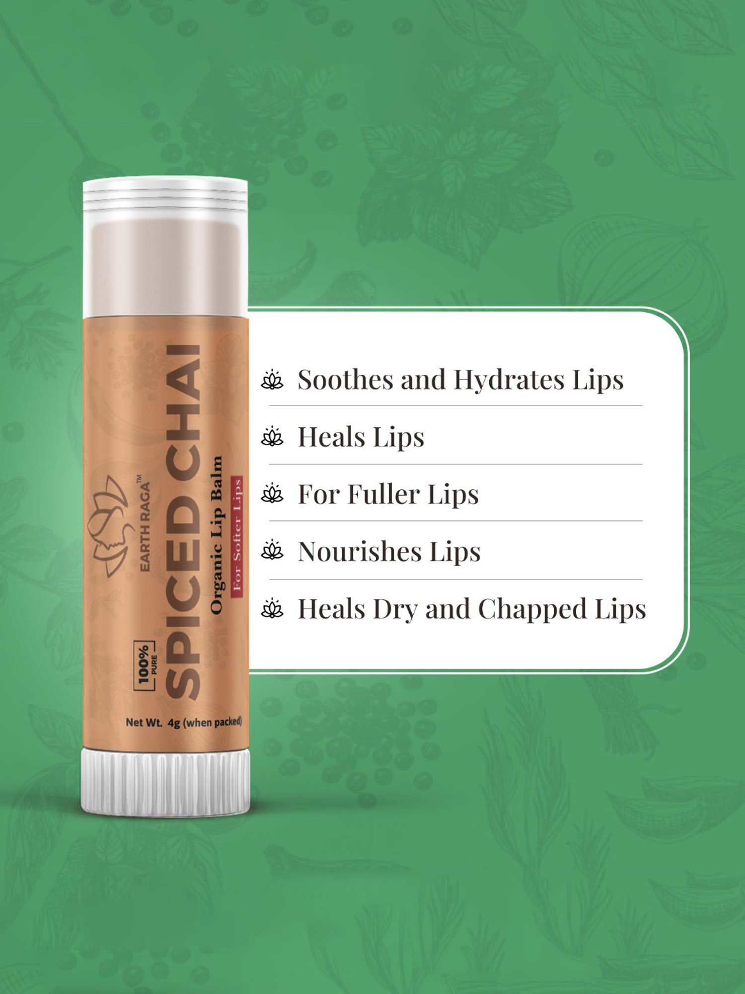 Earthraga Spiced Chai Organic Lip Balm - 4 gm