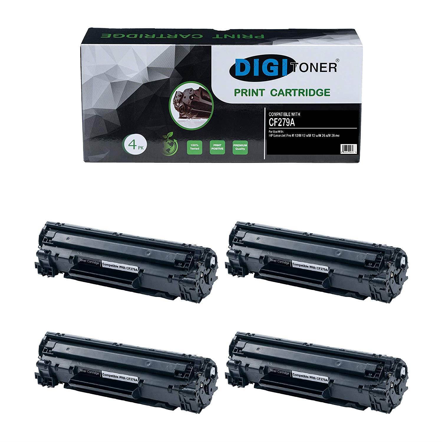 DIGITONER Compatible HP CF279A Toner Cartridge &ndash; CF279A High Yield Toner Cartridge Replacement for HP Laser Printer &ndash; Black [4 Pack]