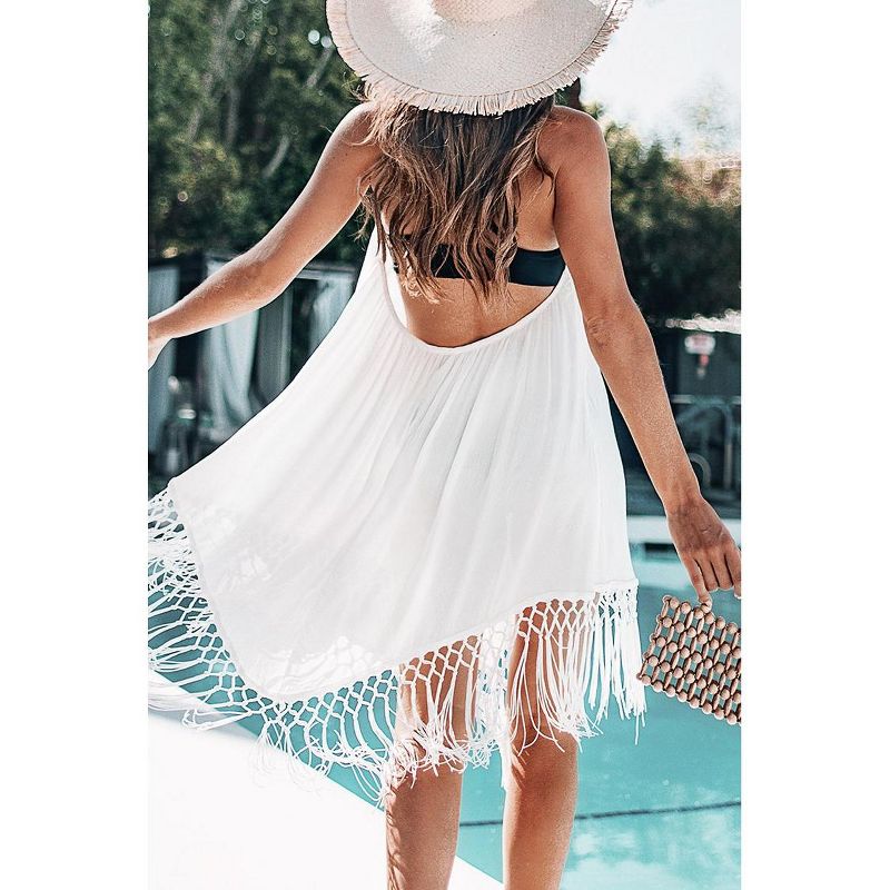 Women's White Backless with Tassels Cover Up - Cupshe  - One Size Fits Most, White