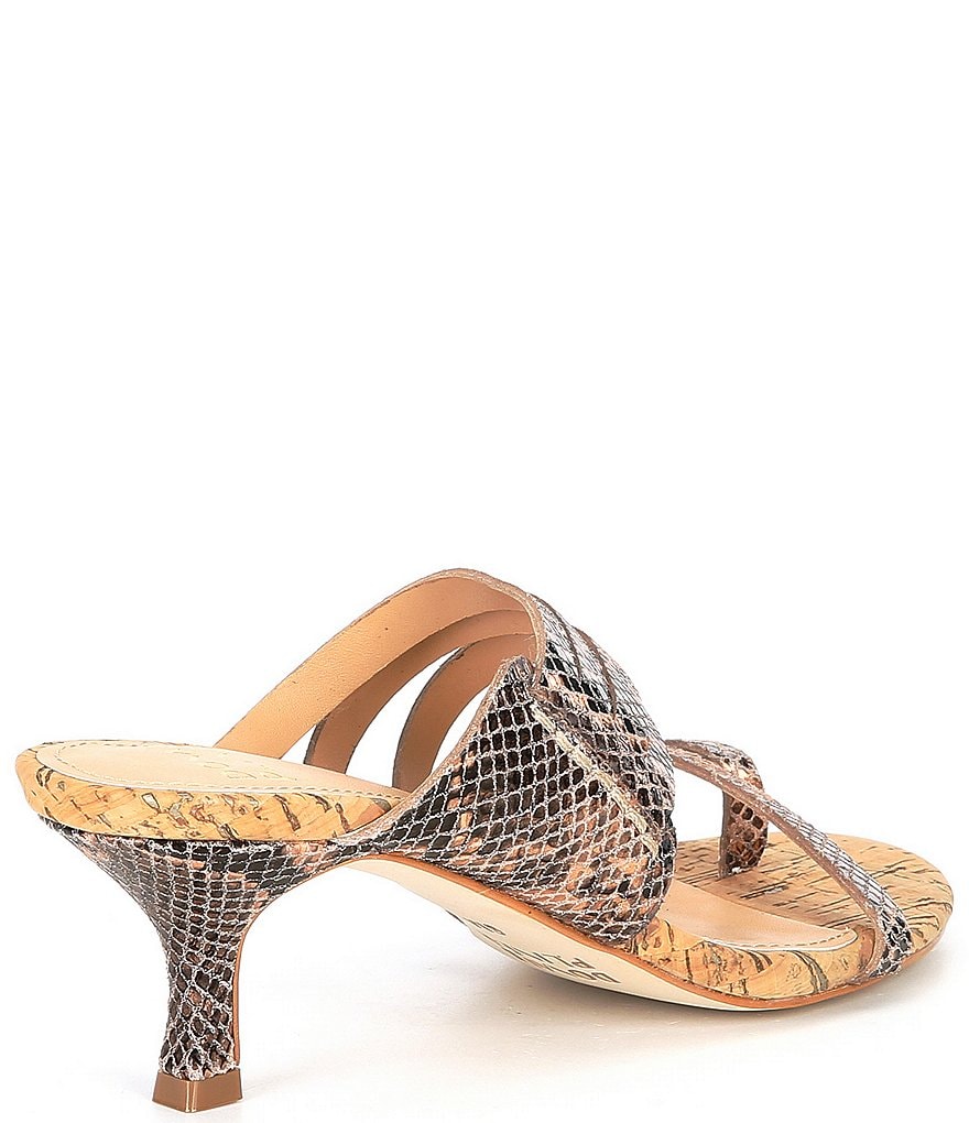Donald Pliner Kalise Snake Print Leather Toe Ring Slide Dress Sandals
