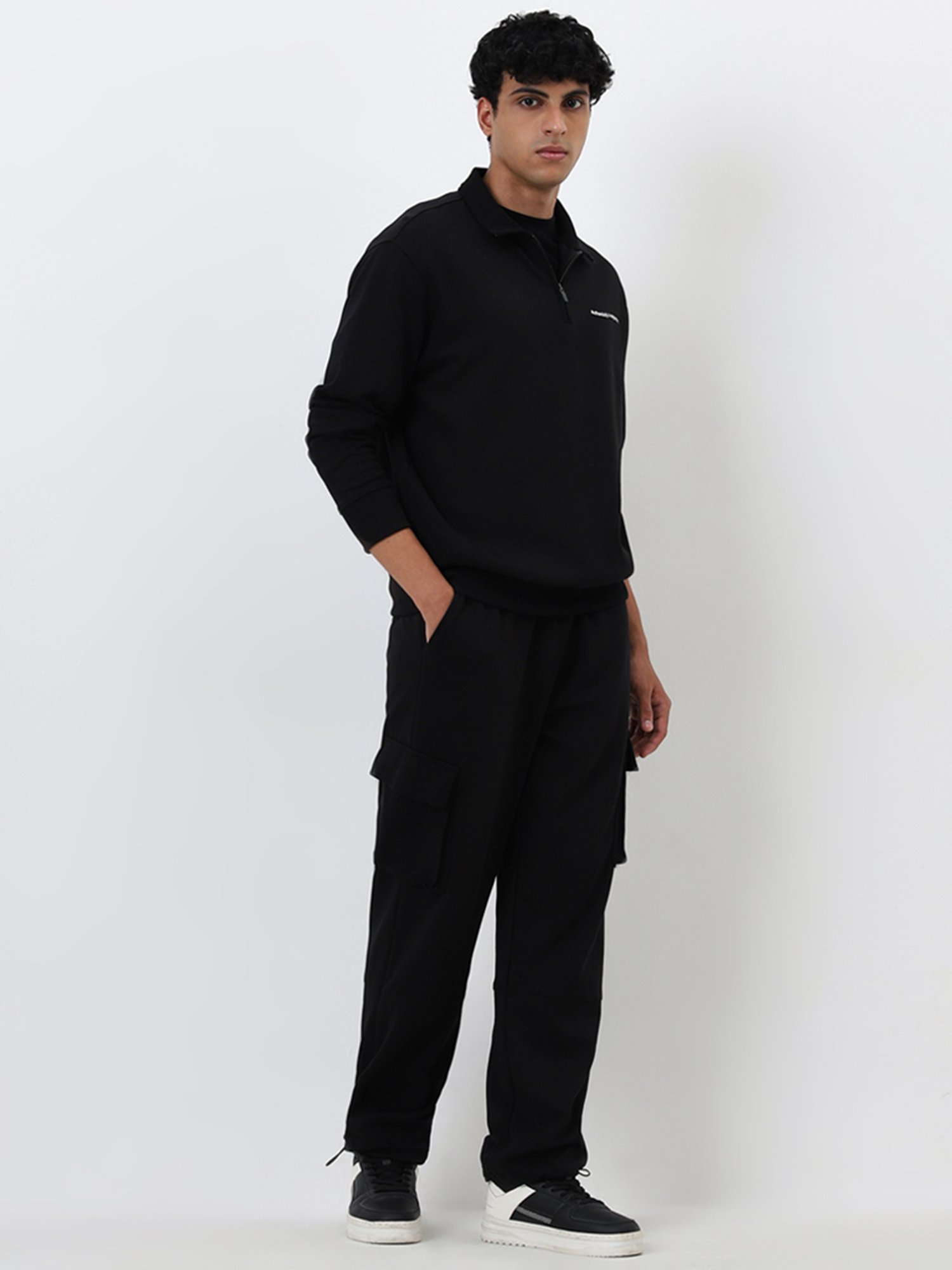 Studiofit by Westside Black Relaxed-Fit Mid-Rise Track Pants