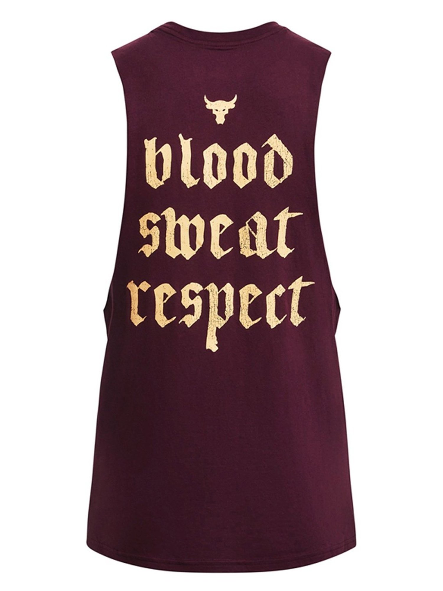 Under Armour Maroon Cotton Loose Fit Printed Tank Tee