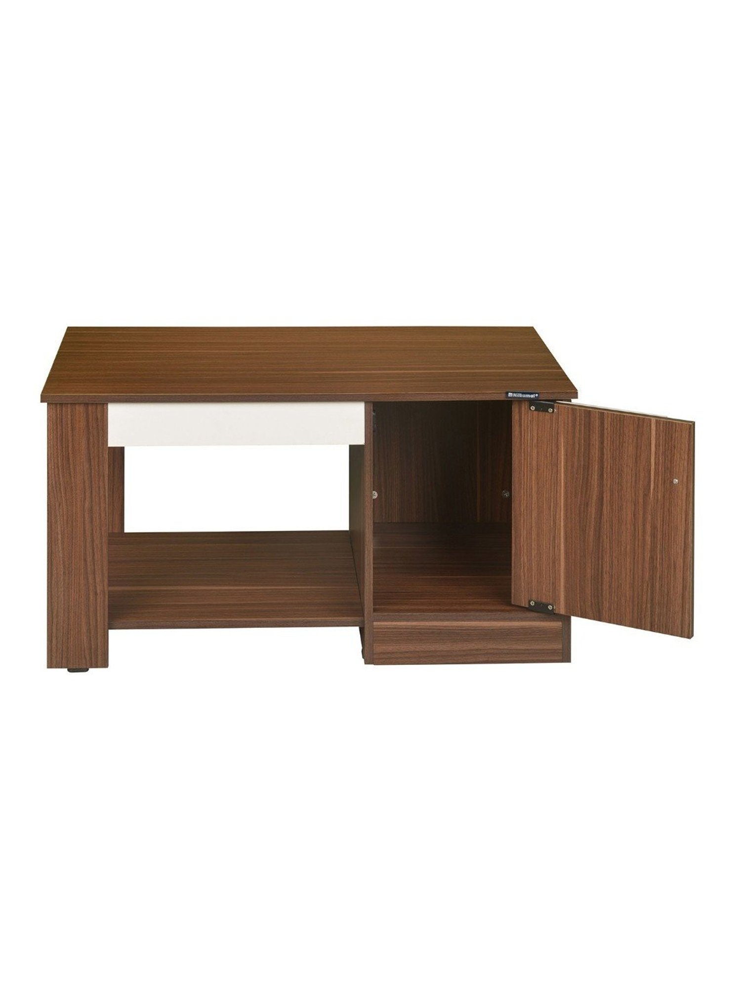 Nilkamal Hope Brown & White Engineered Wood Coffee Table with Shelf & Cabinet Storage