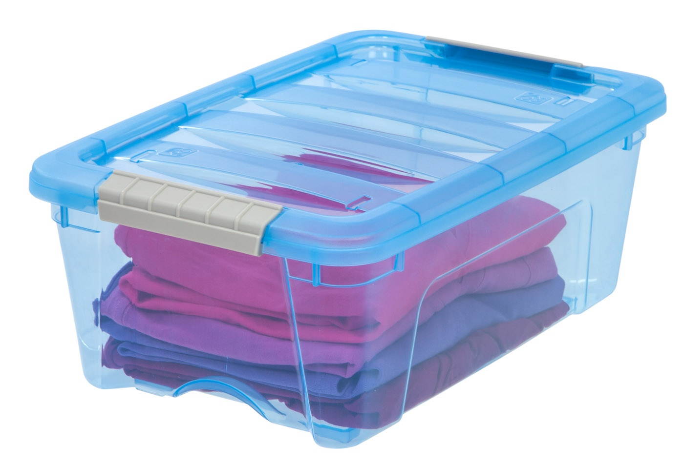 IRIS 12 Quart Stack & Pull&trade; Box, 6 Pack, Trans Blue