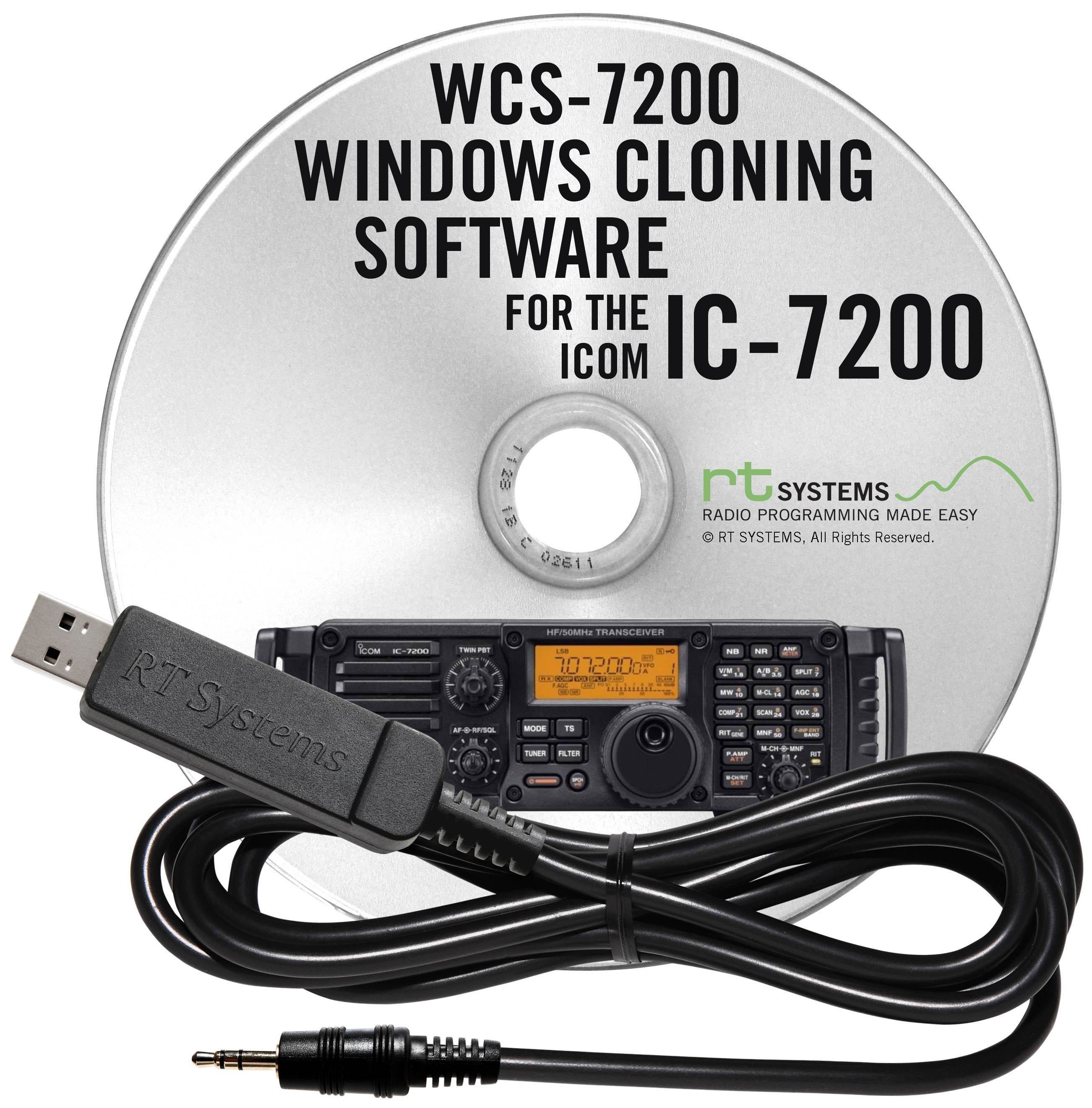 RT Systems WCS7200-USB Programming Software and USB-RTS01 Cable for the Icom IC-7200