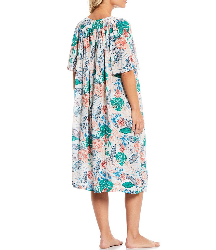 Go Softly Tropical Floral Printed Crinkled Woven Patio Dress
