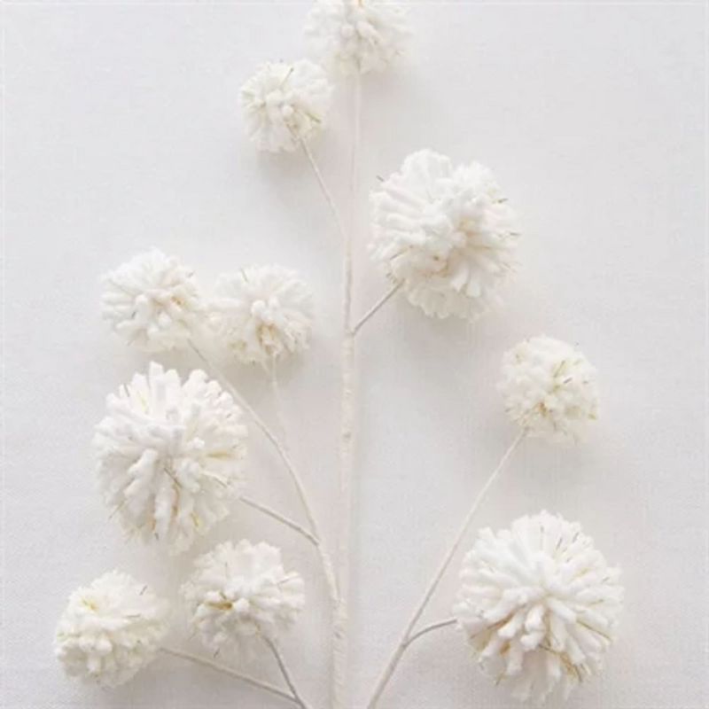 Raz Imports 28.5" White and Gold Glittered Pom-Pom Artificial Christmas Spray