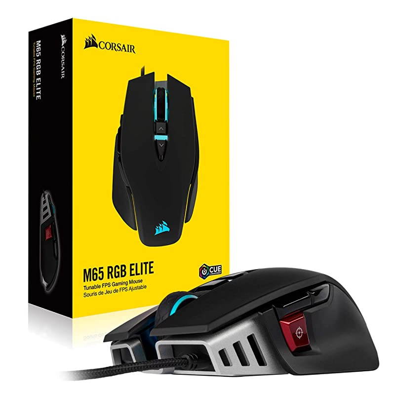 M65 ELITE RGB FPS Gaming Mouse 18000 DPI Optical Sensor Adjustable DPI Sniper Button Tunable Weights Black