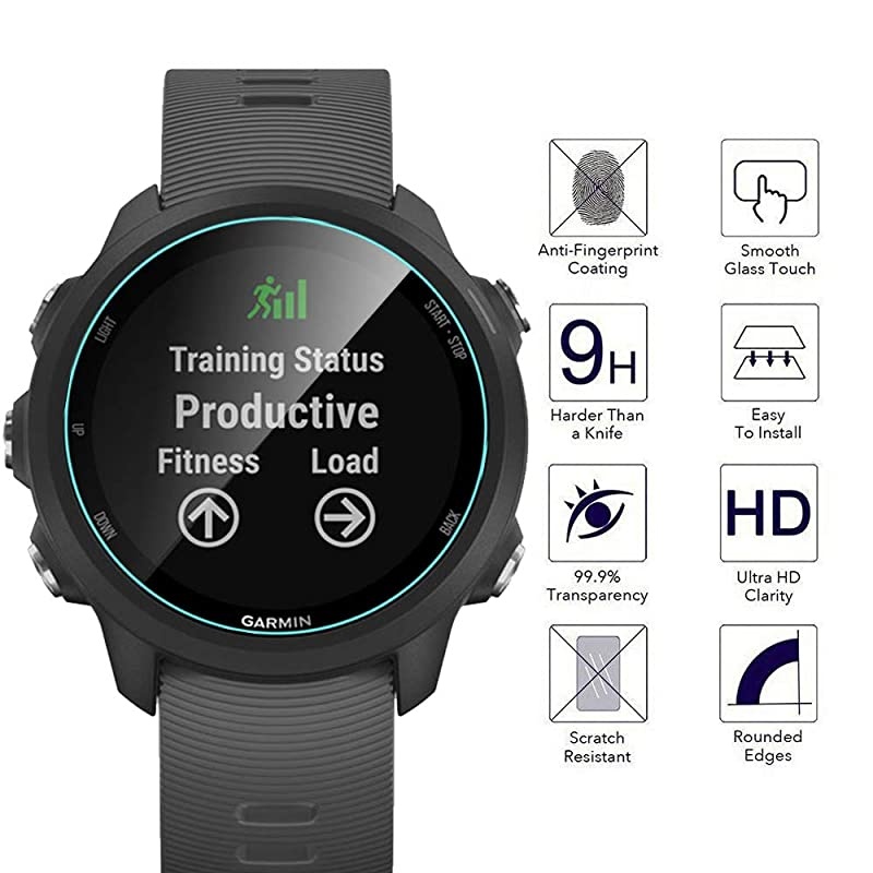3 Pack  Tempered Glass Screen Protector Compatible for Garmin Forerunner 245 Garmin Forerunner 245 9 Hardness HD Lifetime Replacement