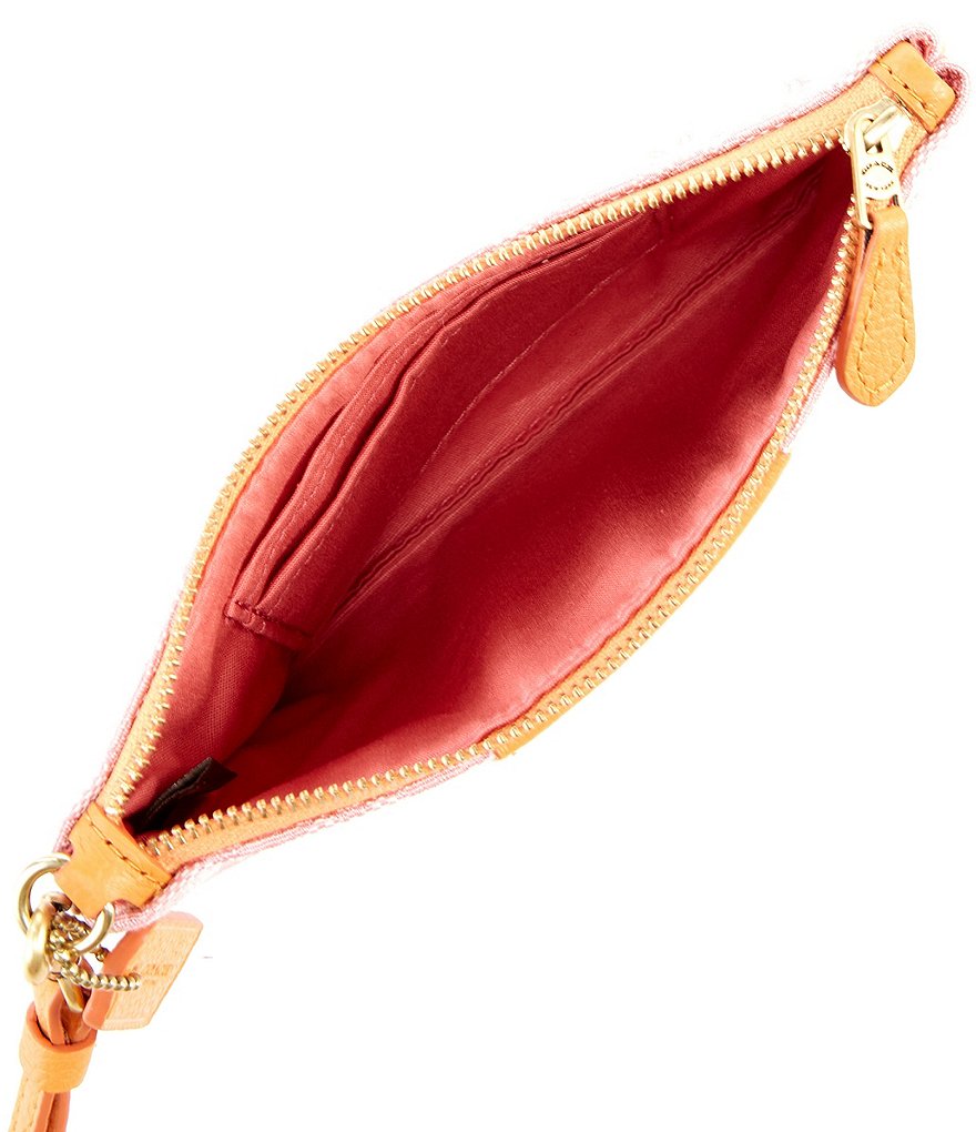 COACH Signature Jacquard and Pebble Leather Small Wristlet