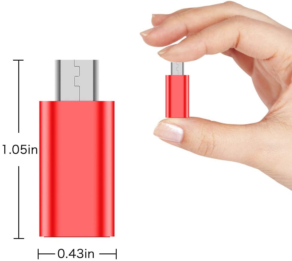 USB C to Micro USB Adapter (4-Pack) Type C Female to Micro USB Male Convert Connector Support Charge & Data Sync Compatible with Samsung Galaxy S7/S7 Edge Nexus 5/6 and Micro USB Devices (Red)
