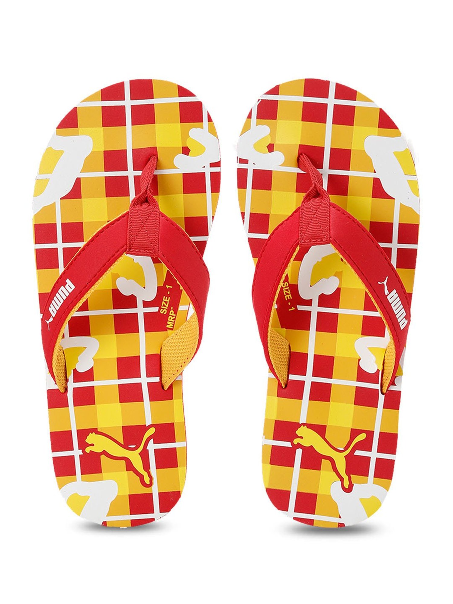 Puma Kids Bobble Red & Yellow Flip Flops