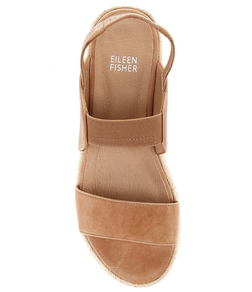 Eileen Fisher Dash Leather Elastic Platform Wedge Sandals