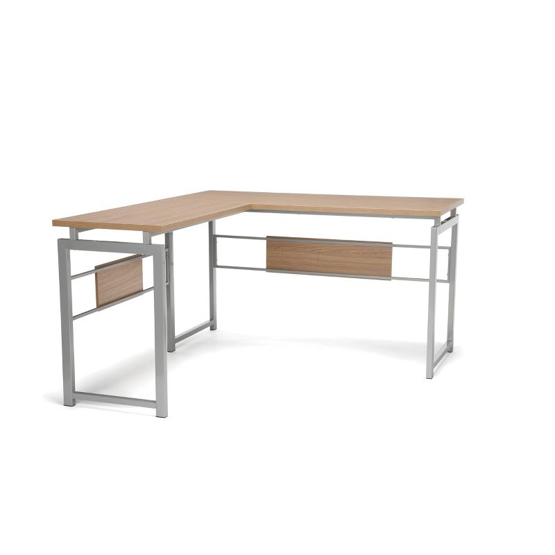 L Desk with Metal Legs Harvest Brown/Silver - OFM