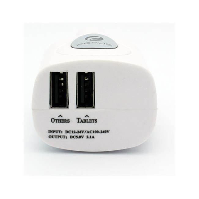 Rapid Car Home Travel Charger Power Adapter Dual USB with Folding Prongs White Compatible With Lenovo Moto Tab (10.1)