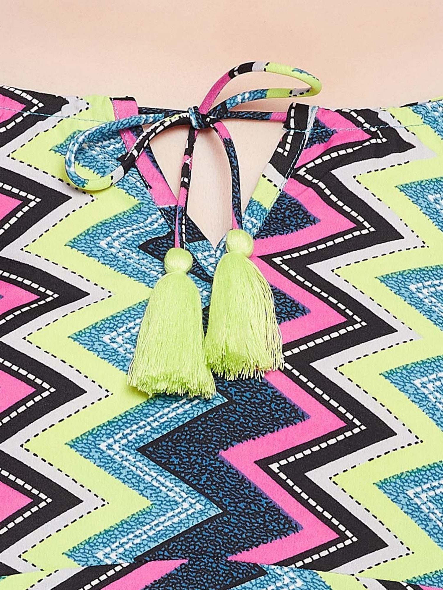 Clovia Multicolor Geometric Print Beachwear