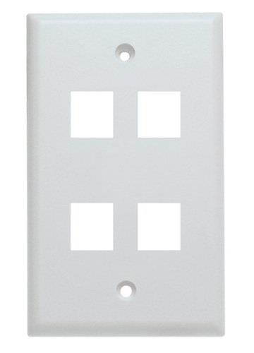 shaxon bm303wp4b, 4 port single gang white keystone wall plate