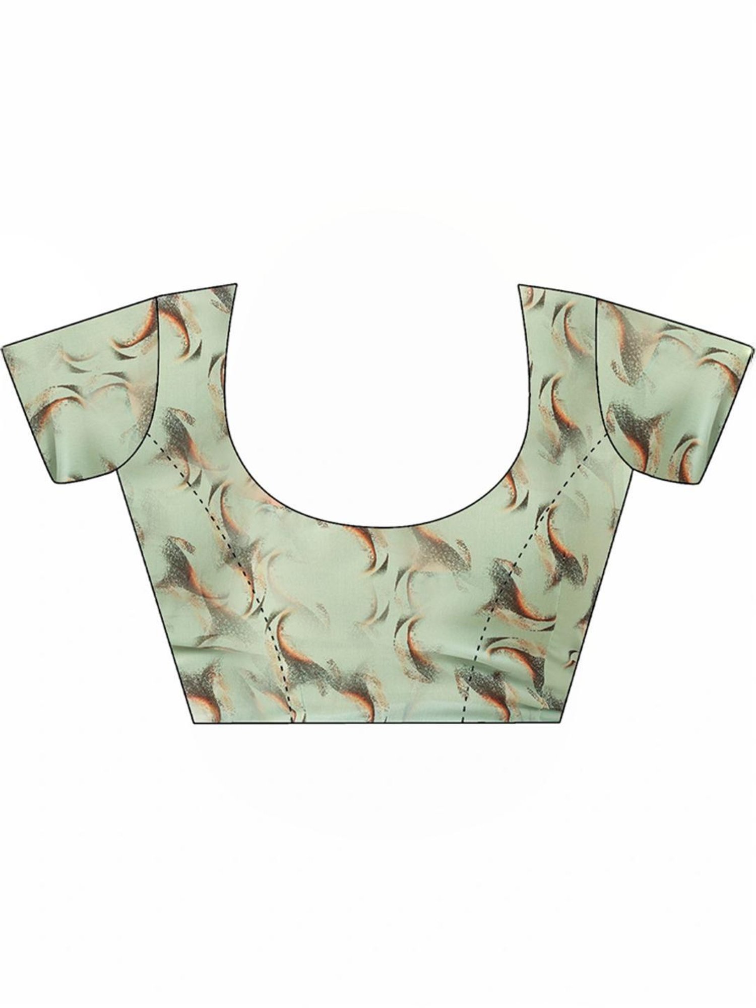 Satrani Green Printed Saree With Unstitched Blouse