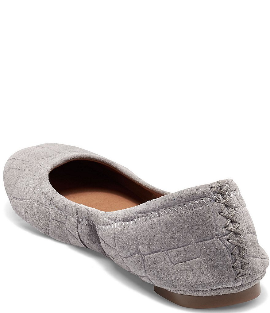 Lucky Brand Emmie Croco Embossed Suede Leather Ballet Flat