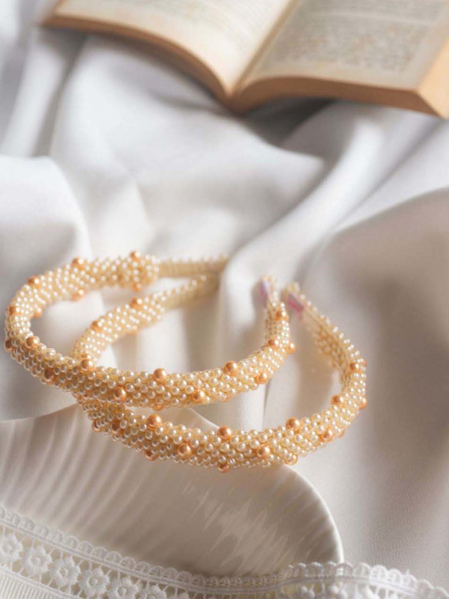 Choko Beige Embellished Hair Band