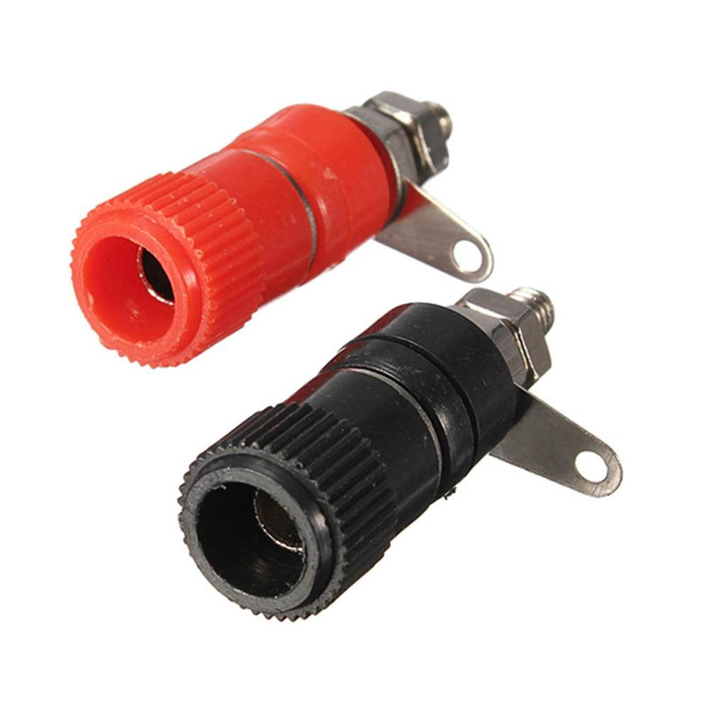 10pcs 4mm Banana Socket Adapter Copper Nickel Plated Binding Post Nut Banana Plug Jack Connector Red + Black Adapter