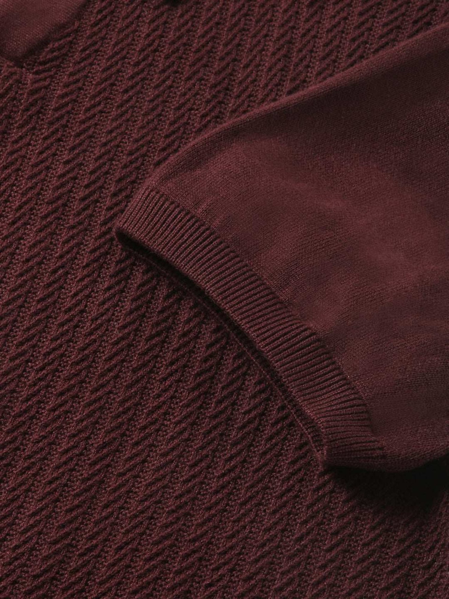 The Bear House Maroon Cotton Regular Fit Self Pattern Polo T-Shirt