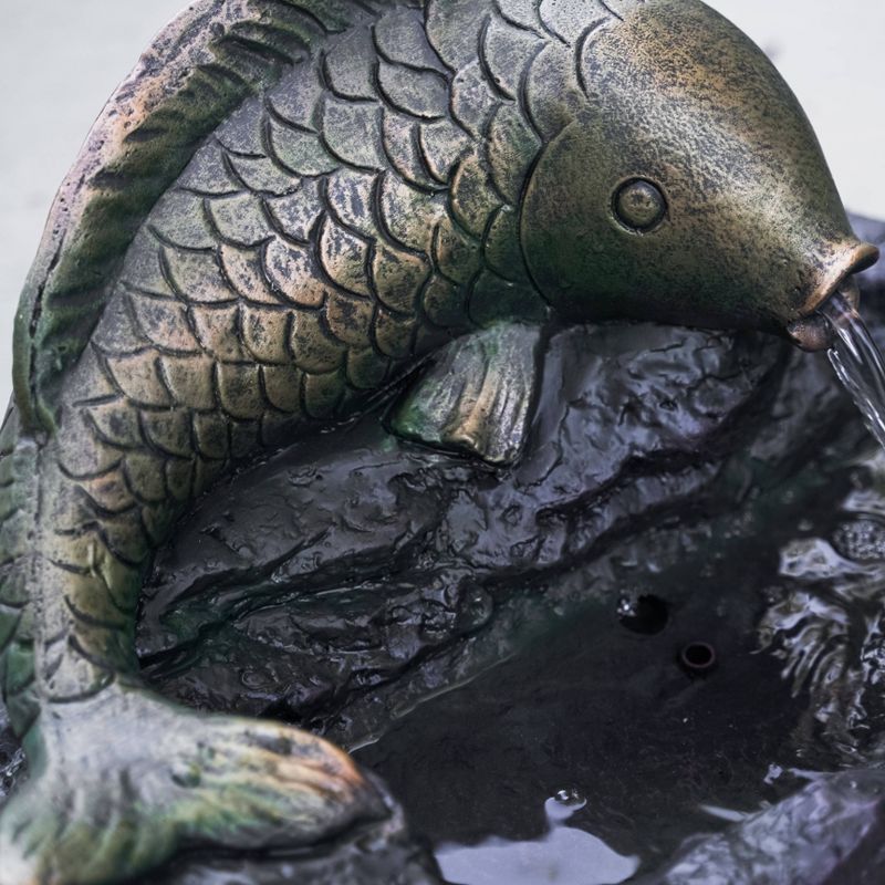 12" Outdoor Fish Water Fountain Gray - XBrand