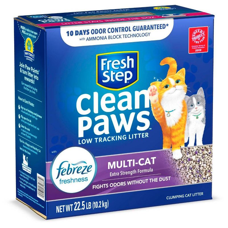 Fresh Step Clean Paws Multi-Cat with the Power of Febreze Scented Clumping Cat Litter - 22.5lbs