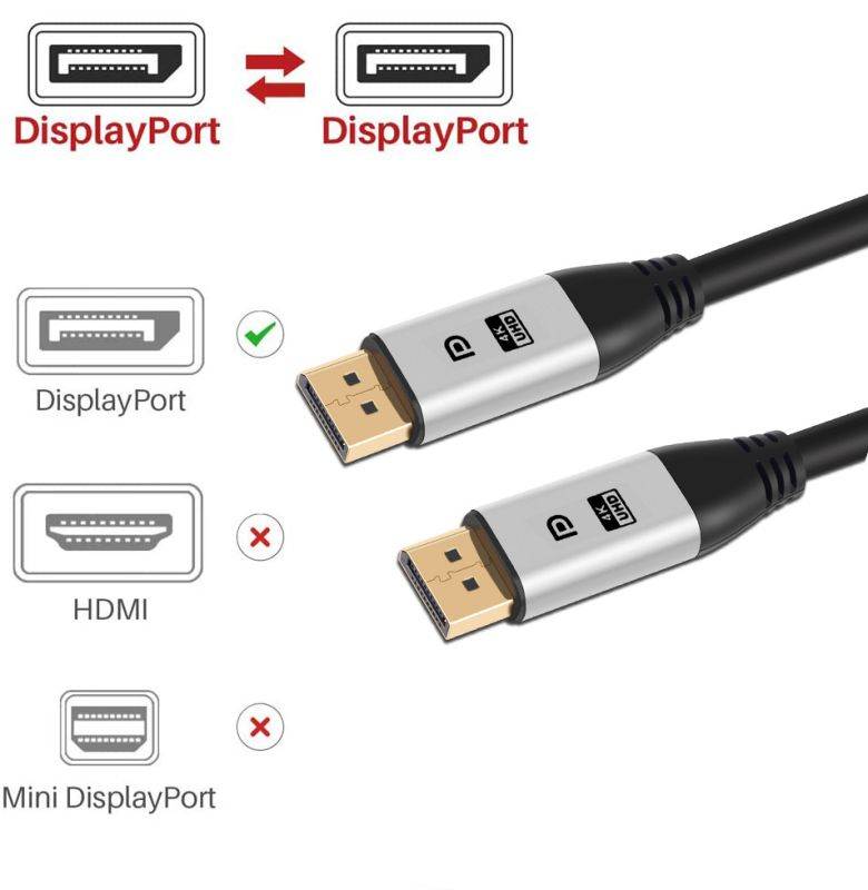 DisplayPort Cable 1.4, DP Cable 10ft/3M, [4K@60Hz, 2K@144Hz, 2K@165Hz], High Speed DisplayPort 1.2 Cable, Compatible for Gaming Monitor, TV, PC, Laptop and More
