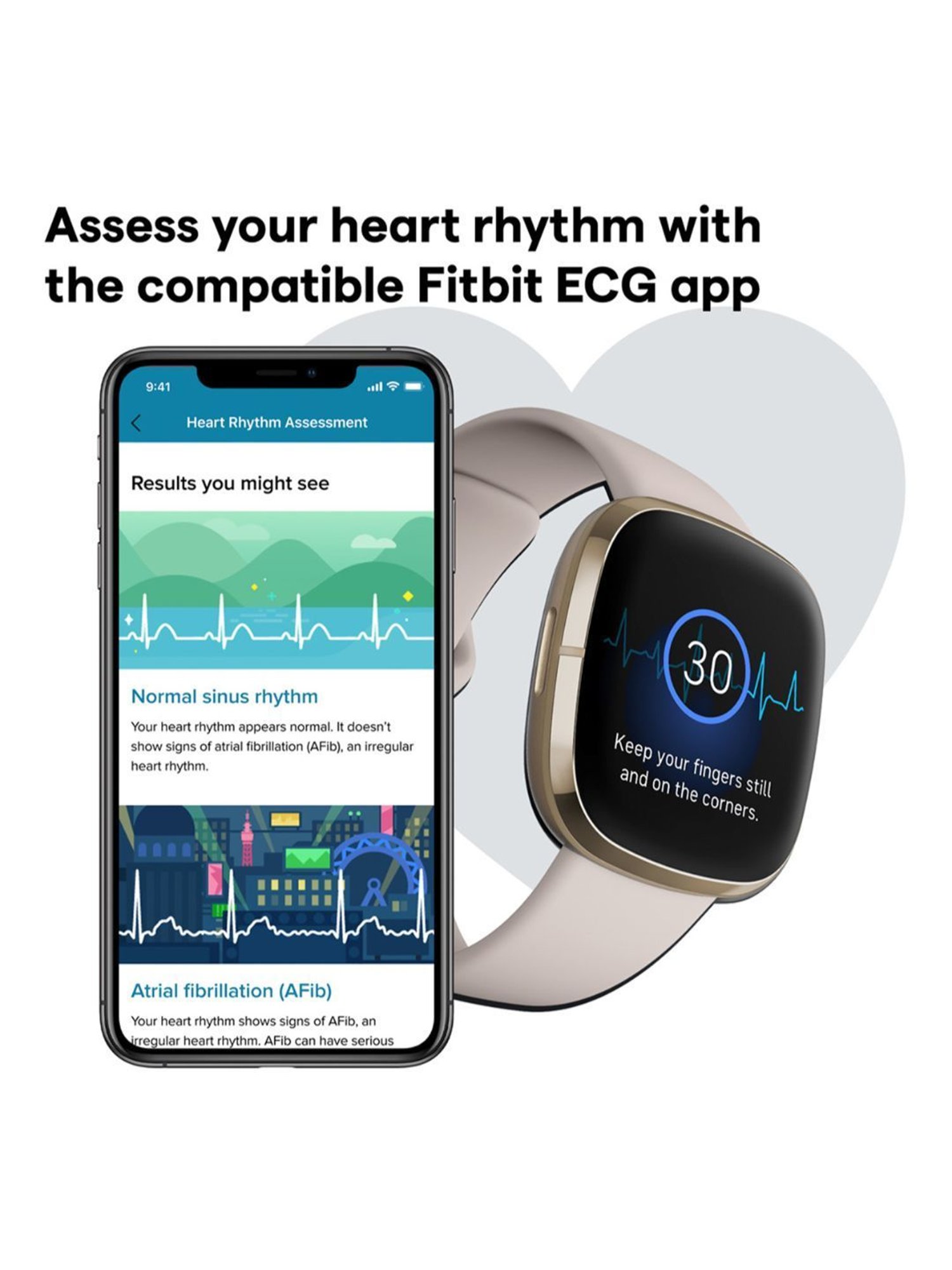 FITBIT FB512GLWT Sense Smart Watch for Unisex (Beige)