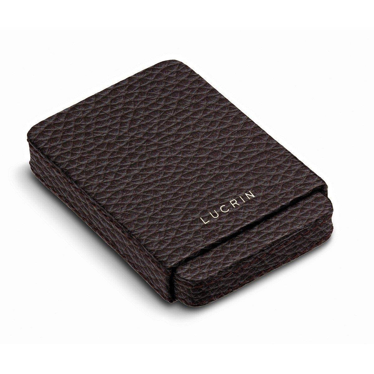 Lucrin - Sliding case for business cards - Burgundy - Granulated Leather